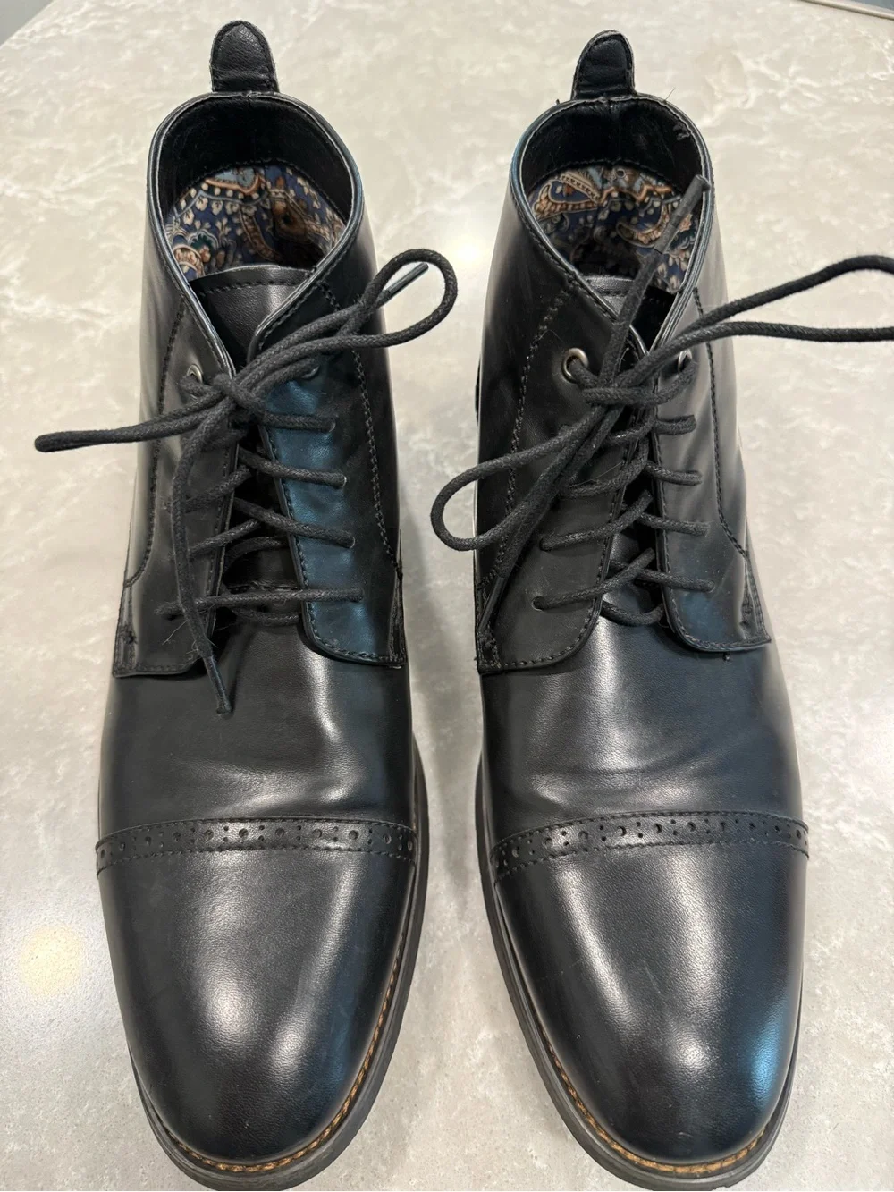 Bruno Marc Black Cap Toe Ankle Boots Mens 10 Lace Up Dress Boots